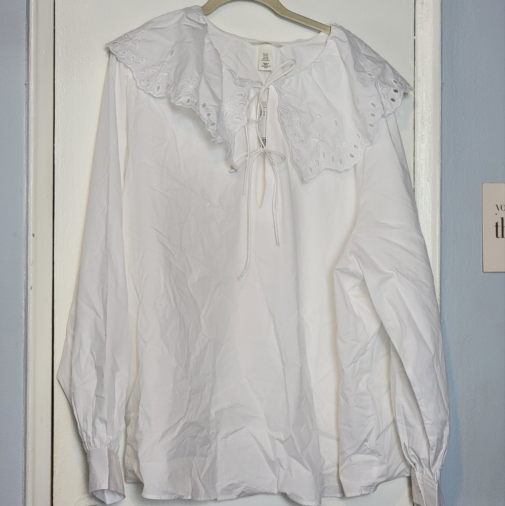 H&M plus pilgrim collar blouse